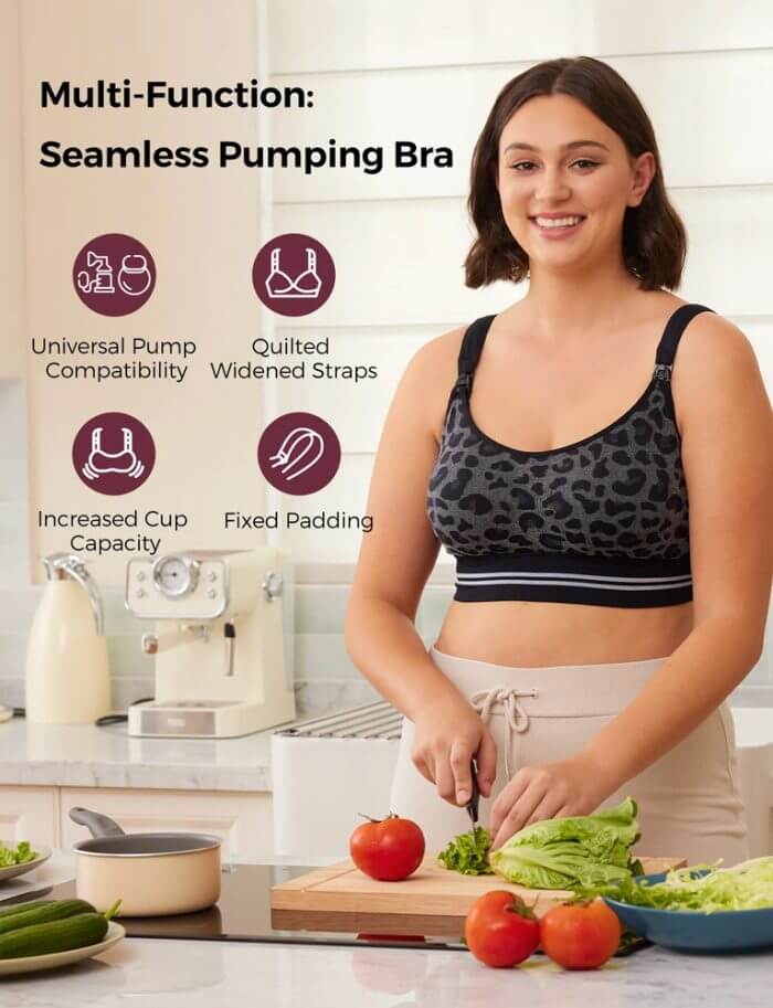 Momcozy YN12 4-in-1 Hands-Free Pumping Bra Leopard - Figura 2