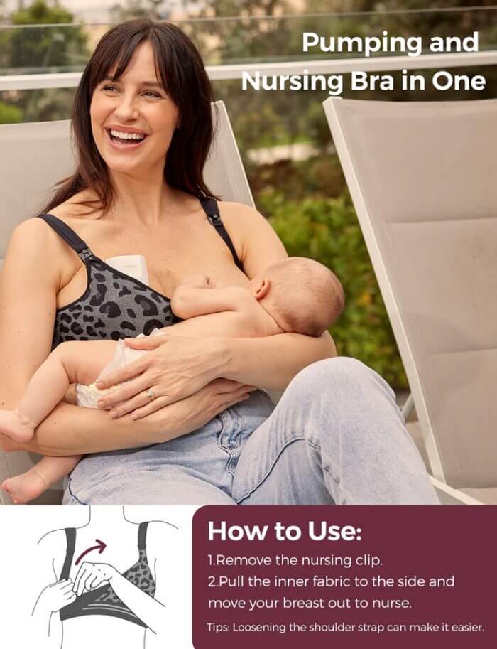 Momcozy YN12 4-in-1 Hands-Free Pumping Bra Leopard - Figura 3