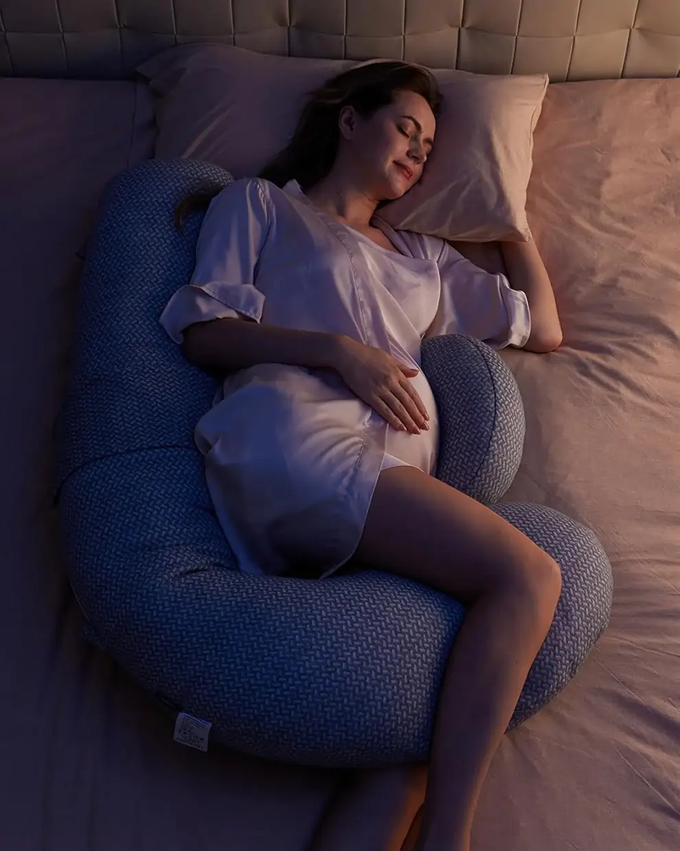 Momcozy Original F Shape Pregnancy Pillow with Air Layer Cover Grey - Figura 3