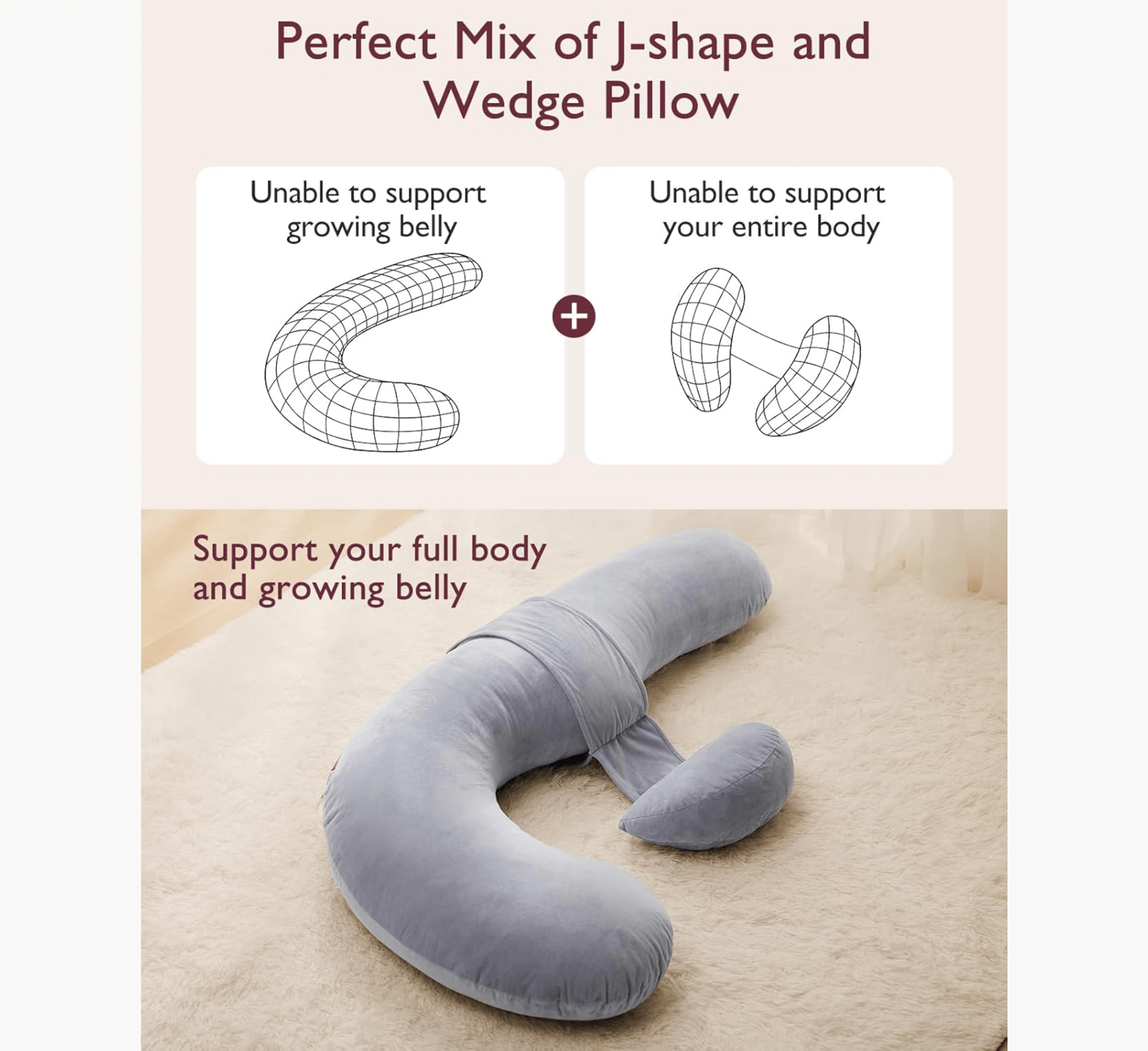 Momcozy Comfortable F Shaped Pregnancy Pillow - Figura 3