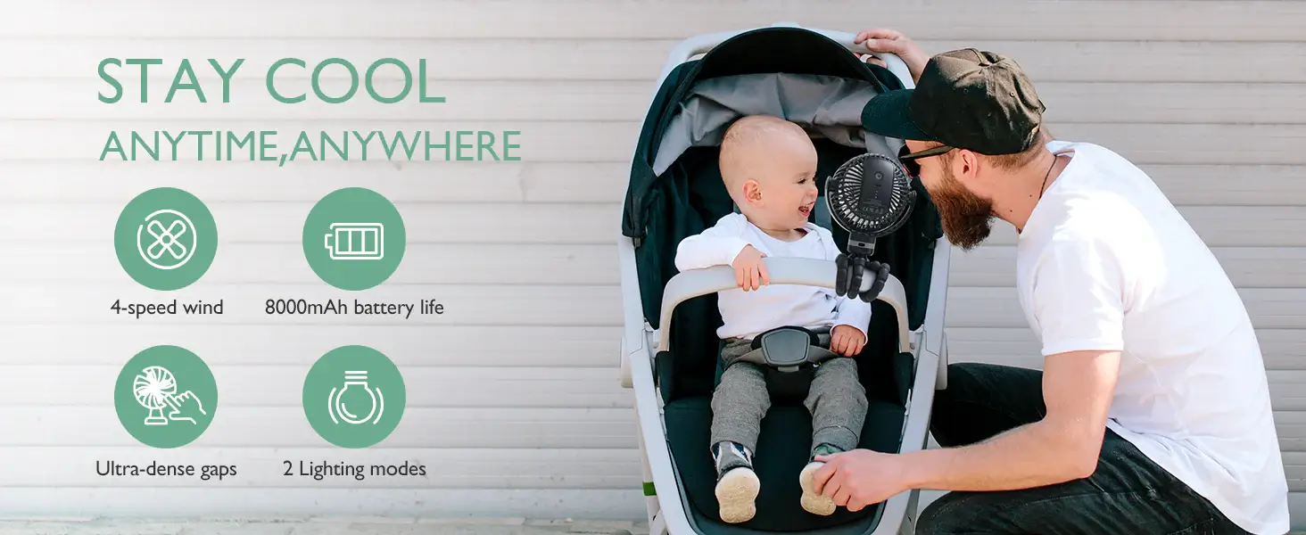 Momcozy 8000mAh Portable Stroller Fan, 27H Ultra-long Battery Life - Figura 9